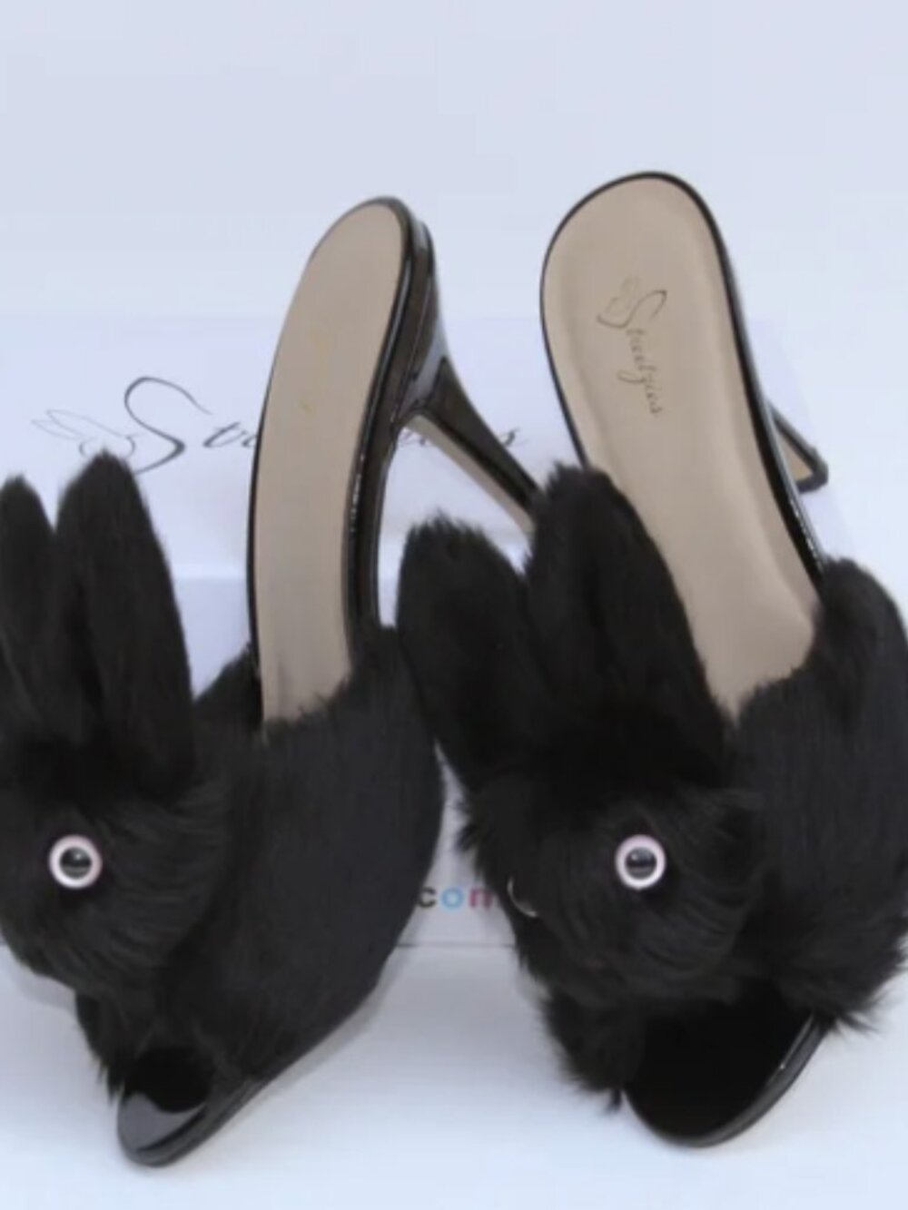 Streetzies Classic High Heel Bunny Slippers Black sz8